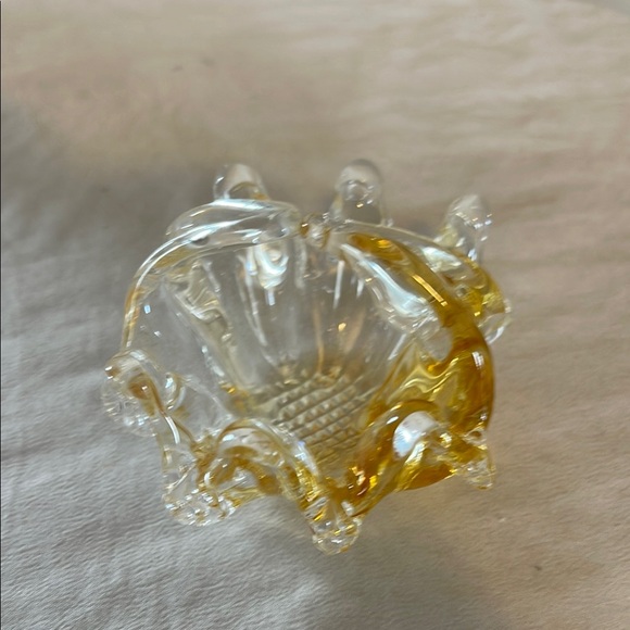 Murano Other - Vintage Murano Hand Blown Amber 8 Fingers Glass Mini Small Basket Art Ashtray